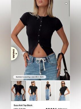 Princess Polly Suzu Knit Top Black NWT